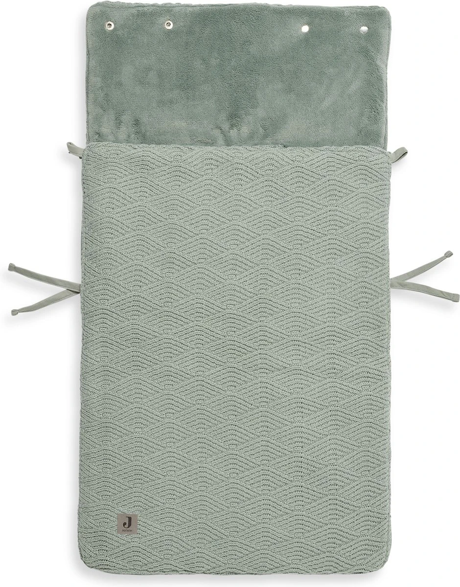 Jollein Voetenzak Voor Autostoel & Kinderwagen - River Knit - Ash Green 6 Jollein Voetenzak Voor Autostoel & Kinderwagen - River Knit - Ash Green - Afbeelding 4
