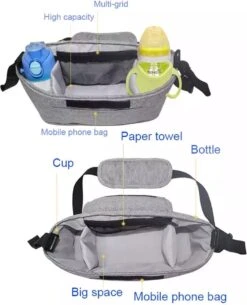 3 In 1 Kinderwagen Tas Universele Wandelwagen | Luiertas Draagtas Reistas Met Fles En Bekerhouder | - Zwart -Babyproducten 972x1200 5