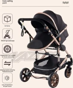 Merkloos Luxe Multi-functionele 3 In 1 Wandelwagen - Babywagen - Kwalitatieve Buggy - Opklapbare Kinderwagen - Licht En Flexibel -Babyproducten 996x1200 3